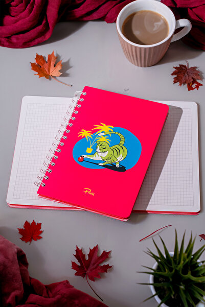 Prestij Slatka mačka neon roza spiralna Karirano sveska