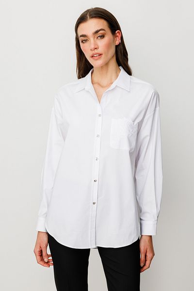 Ekol Pocket Rose Embroidered Buttoned Shirt