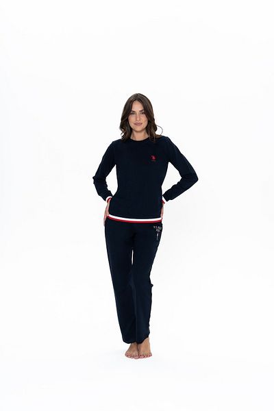U.S. Polo Assn. Îmbrăcăminte de acasă pentru femei cu licență USPA - 100% bumbac, bleumarin, set de 2