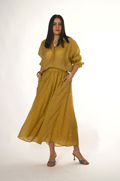 ABBRA Γυναικείο Σετ Φούστα Πουκάμισο με Διαφανή Τσέπη