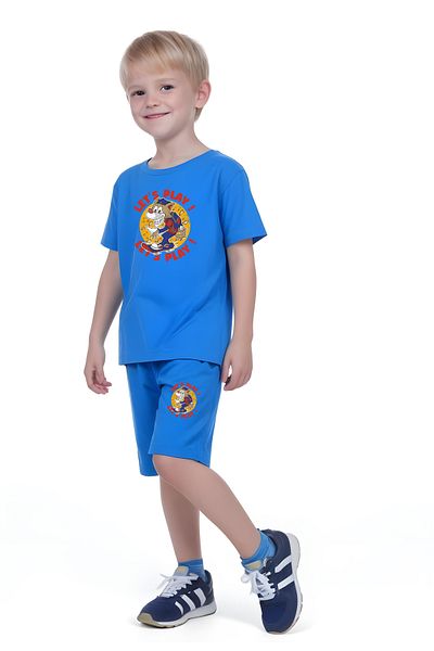 panios kids Set de capri și tricou pentru băiat cu imprimeu Let's Play