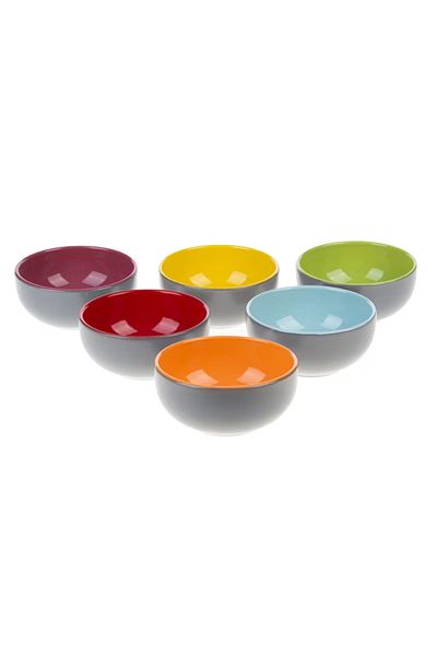 Pinkev 6 Pcs 12cm Double Color Ceramic Snack Bowl Soup Multipurpose Bowl