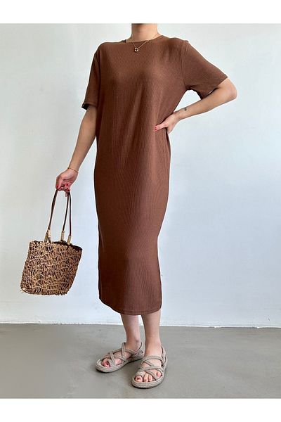 BEJNA Braun gestrickt - lässiges Sommerkleid