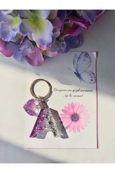 demirbasavm سلسلة مفاتيح إيبكسي مصنوعة يدويًا مخصصة لعيد الأم