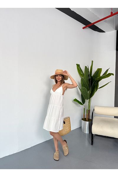 BEJNA Gestricktes, kurzes Sommerkleid für Damen mit Trägern