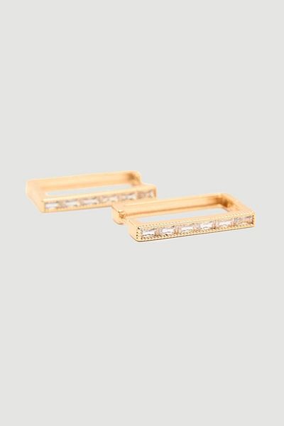 Gusto Gold Rectangular Earrings - Stone Detailed