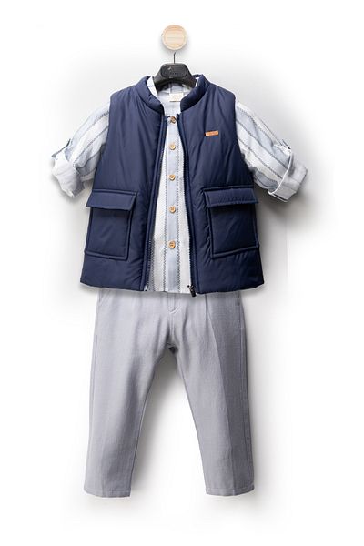 Ofislot 3-Piece Set with Linen Vest for Baby Boy - Bottom and Top Set, Children's Clothing