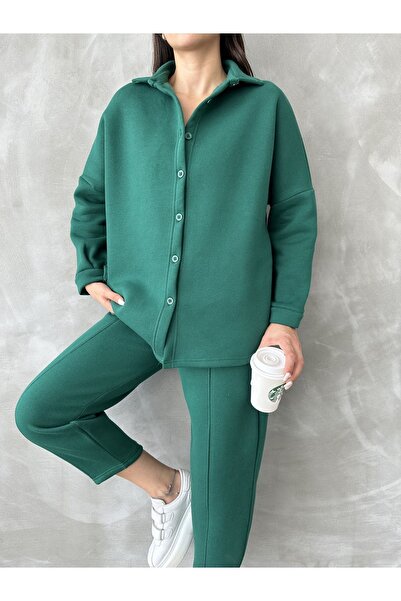 BEJNA Green Women's Fleece Basic Set - Thick Inside
