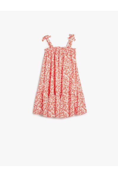 Koton Viscose Dress Thin Straps Floral Print