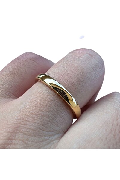 AKSESUARIM Unisex Içe Dışa Bombeli Rodyum Kaplama Rose Renk Alyans