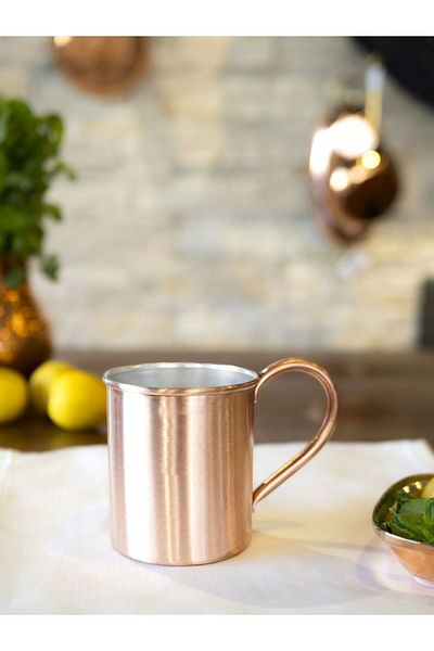Bakır Concept Matte Copper Colored 500 ml 2-Piece Flat Model Copper Mug