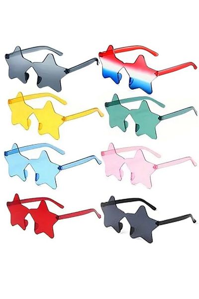 BeySüS Star Glasses Colorful Rimless 8 Pieces