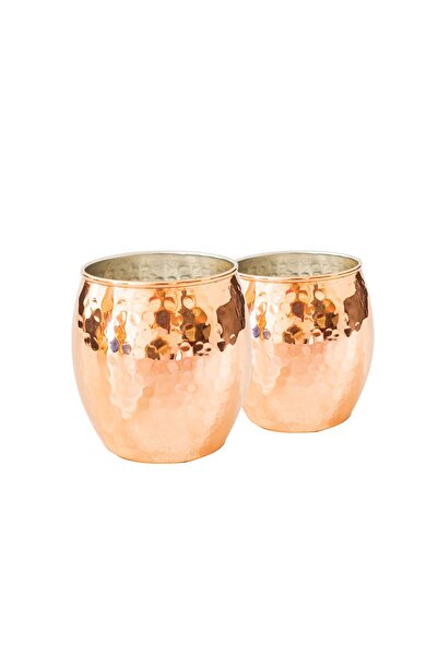 Bakır Concept Copper Cup Chubby Cocktail Model Hammer Forged Set of 2