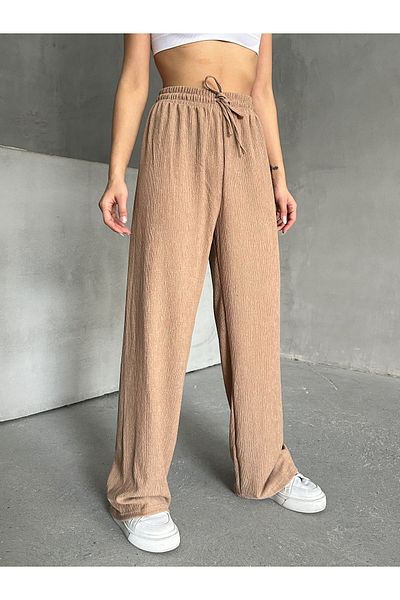 BEJNA Kamelfarbene, rustikale, locker geschnittene Damenhose