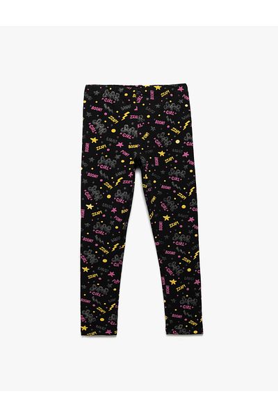 Koton Elastic Waist Print Detailed Cotton Leggings