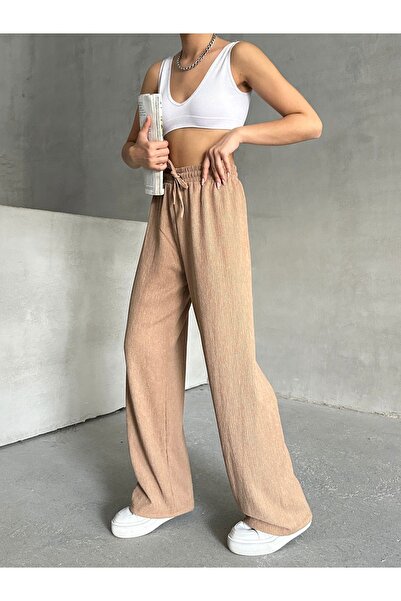 BEJNA Camel Women's Rustic Loose Cut Trousers