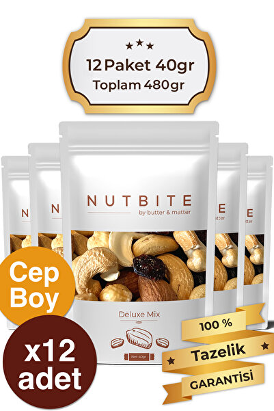 NUTBITE 12'li Cep Boy Deluxe Mix - 12 x 40gr Cep Boy - Hafif Atıştırmalık