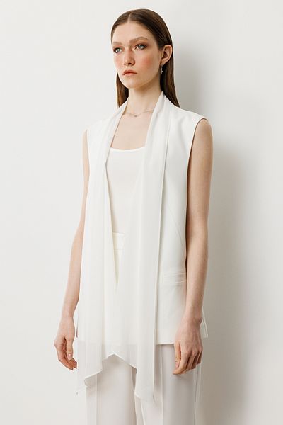 Ekol Tulle Shawl Collar Vest