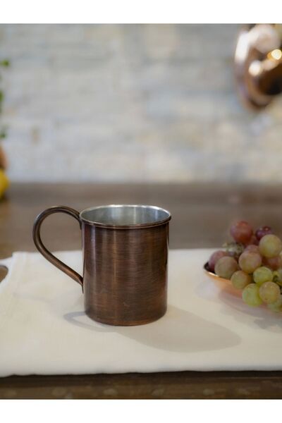 Bakır Concept Copper Mug Cup Flat Model Oxide Color 400 ml Pack of 2