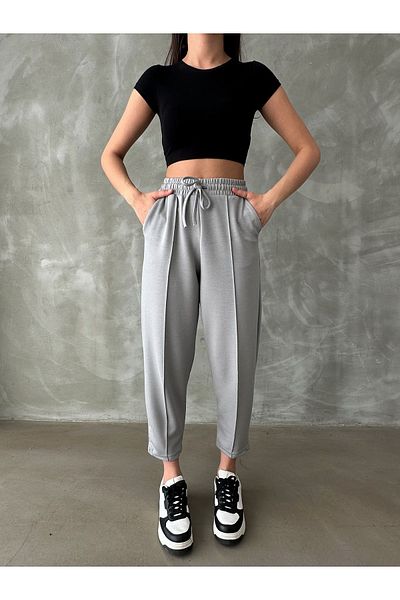 BEJNA Bequeme Hose aus geripptem Modal in Grau für Damen
