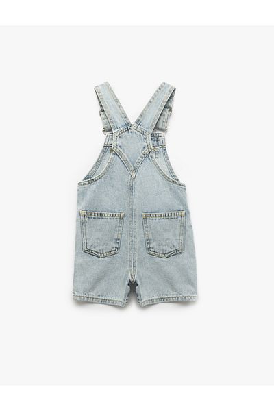 Koton Pantaloni scurți din denim cu bretele reglabile din bumbac cu buzunar