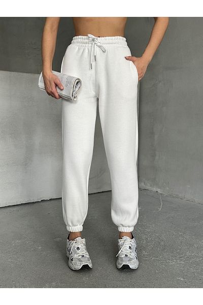 BEJNA Weiße Damen-Jogginghose mit Gummizug