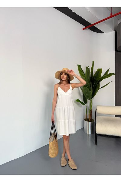 BEJNA Gestricktes, kurzes Sommerkleid für Damen mit Trägern
