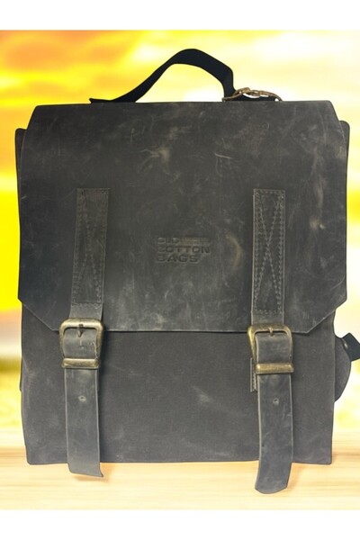 Old Cotton Vintage Kanvas Su Geçirmez Design Unisex Laptop Bölmeli Gezi Okul Seyahat Kamp Sırt Çantası 29x35cm