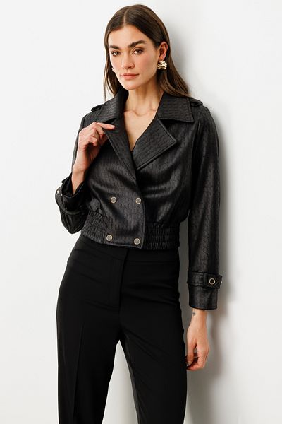 Ekol Double Breasted Epaulette Crop Coat