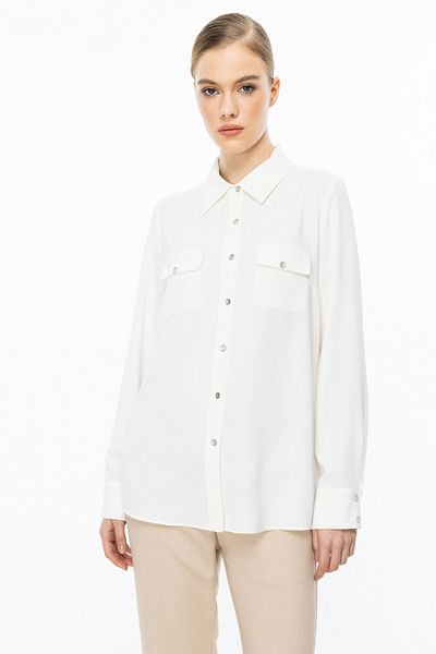 Ekol Double Flap Pocket Button Blouse