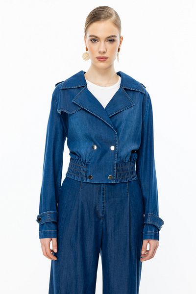 Ekol Elastic Waist Crop Coat