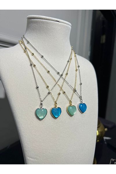 Store 4 Colorful Steel Heart Necklace