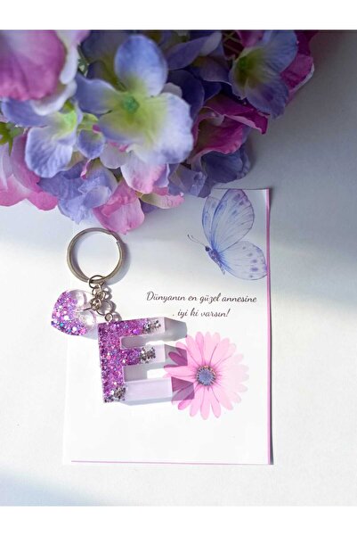 demirbasavm سلسلة مفاتيح إيبوكسي مصنوعة يدويًا مخصصة لعيد الأم