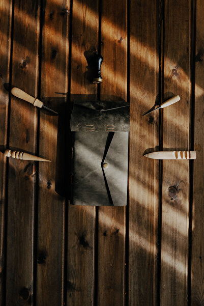 WILD DEER El Yapımı Hediyelik Deri Not Şiir Defteri Büyük Boy Düğmeli Ajanda ...