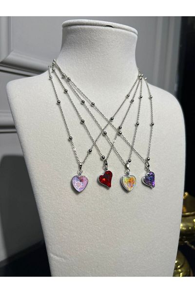 Store 4 Colorful Heart Necklaces