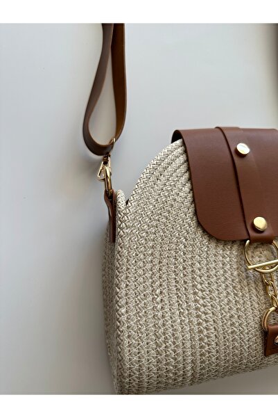 Fashion'Ss BuMu Bag &Tress İp Kadın Omuz Çantası, Jüt İp Çanta, Hediyelik, Hasır Çanta