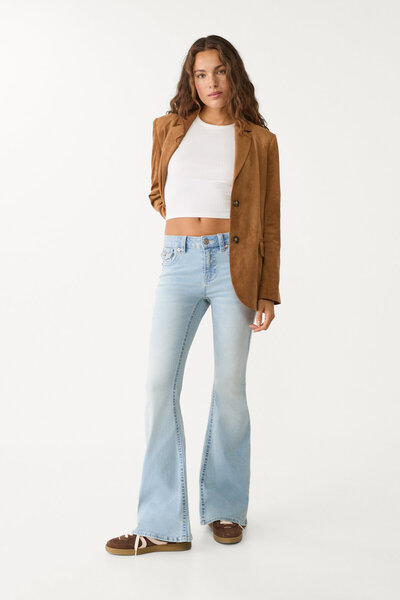 Stradivarius D04 düşük bel İspanyol paça jean