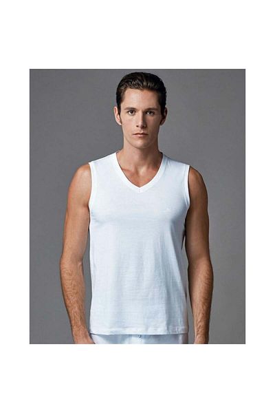 Eros Ers031 Αμάνικο ανδρικό εσώρουχο με λαιμόκοψη (ΔΥΟ ΣΥΣΚΕΥΑΣΙΑ) - Λευκό