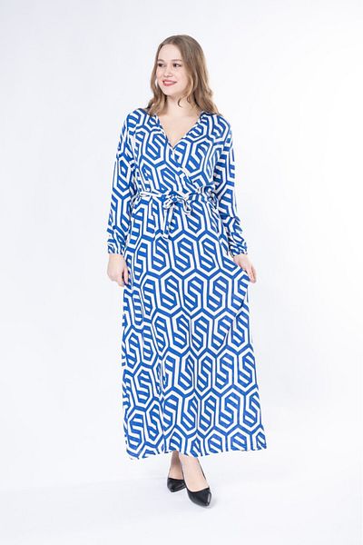 mervemoda ROCHIE LUNGĂ CU MÂNECĂ LUNGĂ ȚESUTĂ DE VARĂ