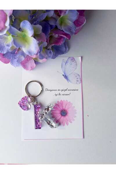 demirbasavm سلسلة مفاتيح إيبكسي مصنوعة يدويًا مخصصة لعيد الأم