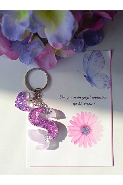 demirbasavm سلسلة مفاتيح إيبكسي مصنوعة يدويًا مخصصة لعيد الأم