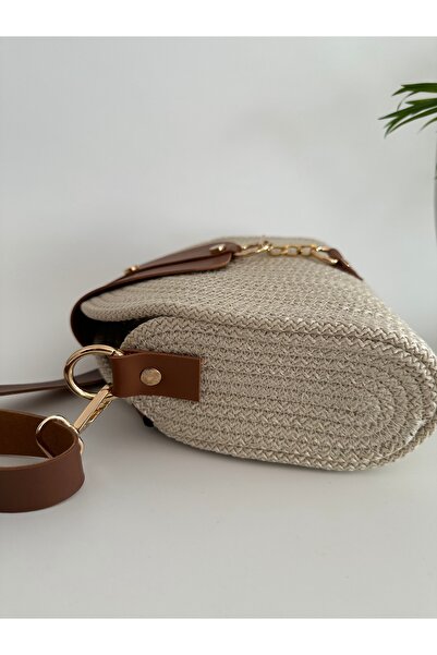 Fashion'Ss BuMu Bag &Tress İp Kadın Omuz Çantası, Jüt İp Çanta, Hediyelik, Hasır Çanta