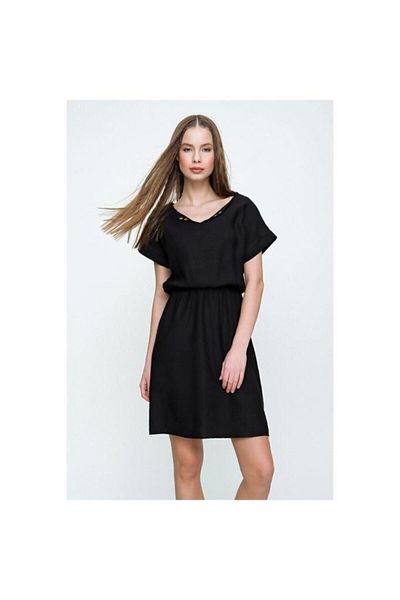 Yıldızistan Îmbrăcăminte ruginită Femei Talie încrețită Guler cu nasturi Rochie casual de in Yb 2874250