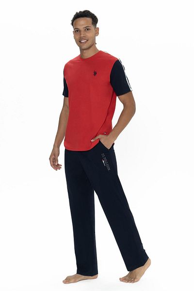 U.S. Polo Assn. U.S. Polo Men's Color Block Summer Pajama Suit with Short Sleeve Crew Neck and Pockets