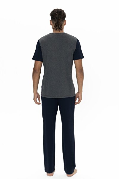 U.S. Polo Assn. U.S. Polo Men's Color Block Summer Pajama Suit with Short Sleeve Crew Neck and Pockets