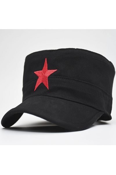 şapkadan Summer Men's Hat Kastro Hat Star Embroidered Black