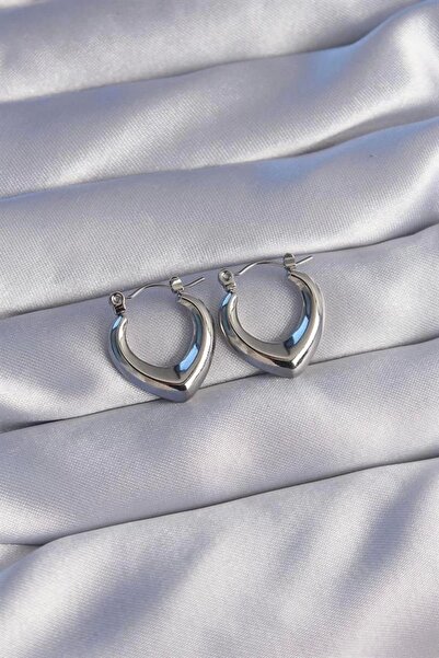 Clariss 316L أقراط فضية اللون بتصميم بيضاوي من الداخل