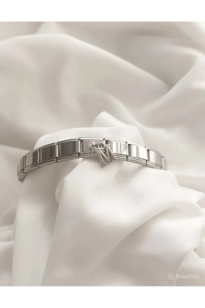 bijoux uniques Steel Hanging m Letter Italian Bracelet