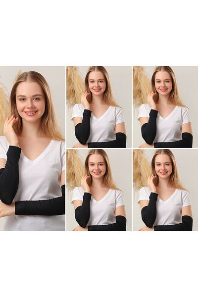 Melodi Scarf Σετ μανίκια Hijab με 5 μαύρα μανίκια προσευχής Αθλητικά μανίκια