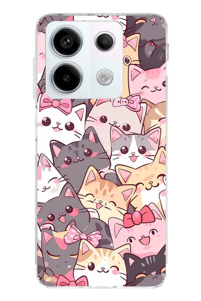 TechTree Redmi Note 13 Pro 5g Compatible Cute Cats Transparent Silicone Case